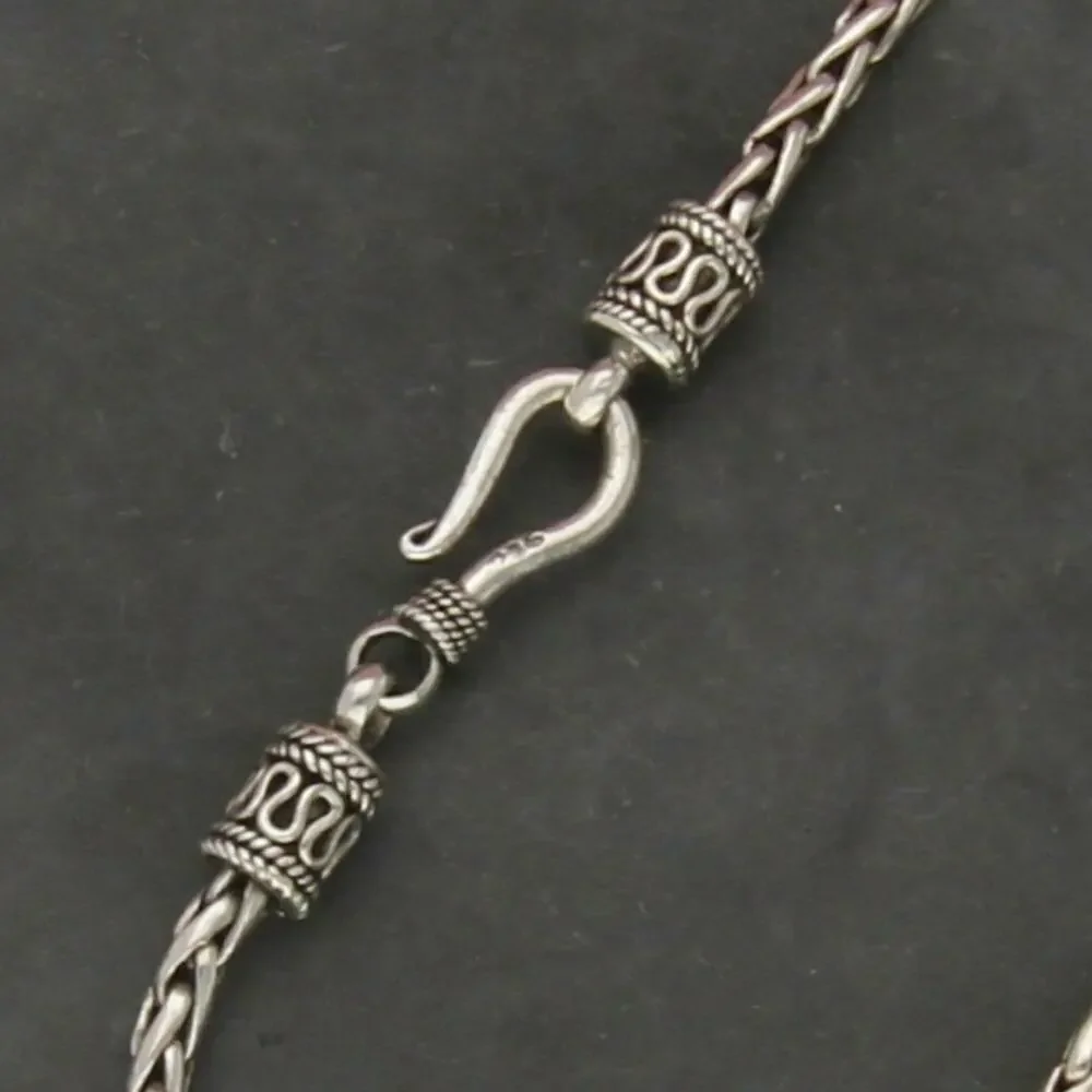 sterling silver bali 3mm foxtail chain bracelet size 8in